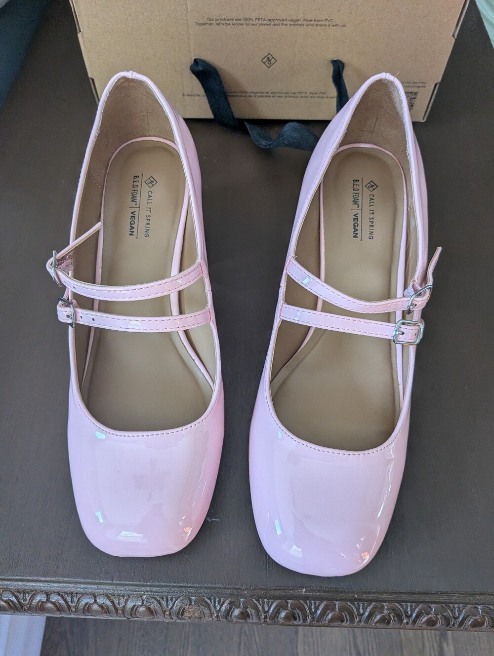 Patent Pink Double-Strap Mary Jane Flats